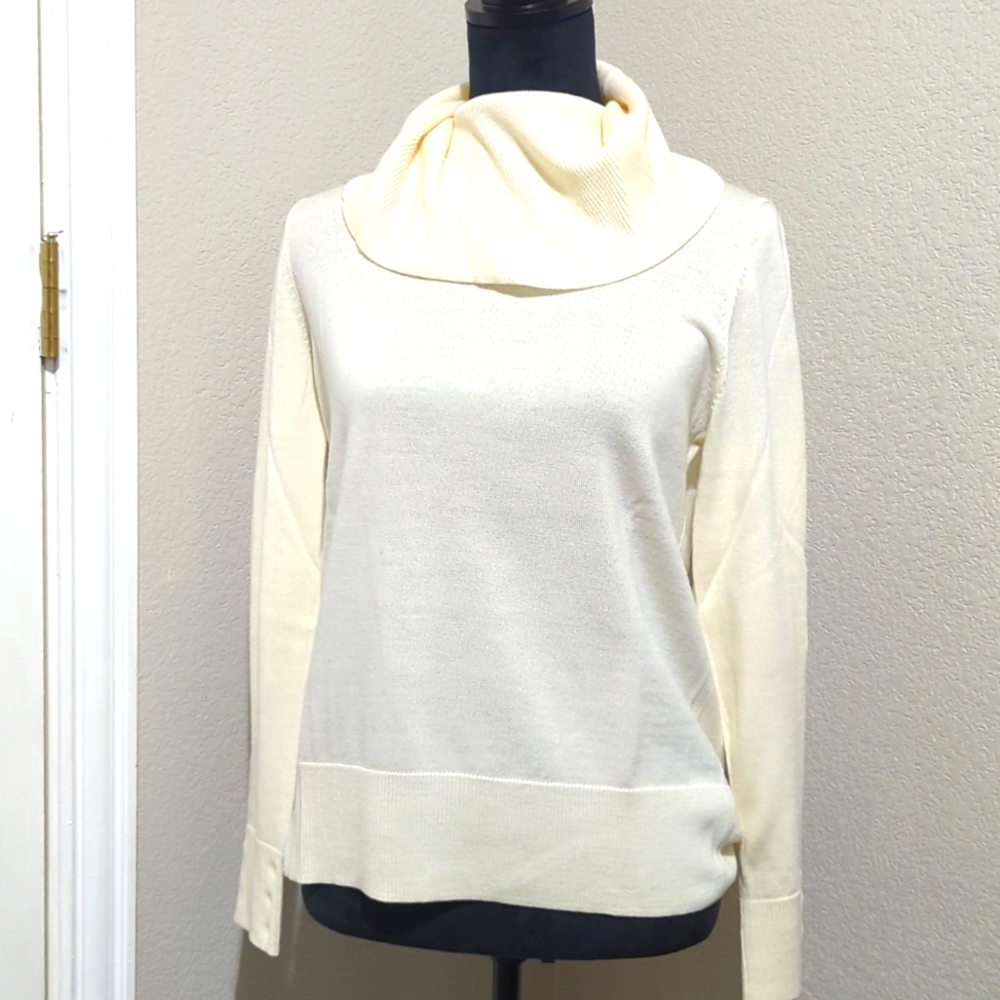 Talbots Ivory Merino Wool Sweater sz M